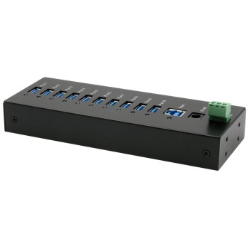 Exsys 10-Ports USB 3.2 Gen 1 HUB for Tisch, Wand and DIN-Rail, 15KV ESD Schutz