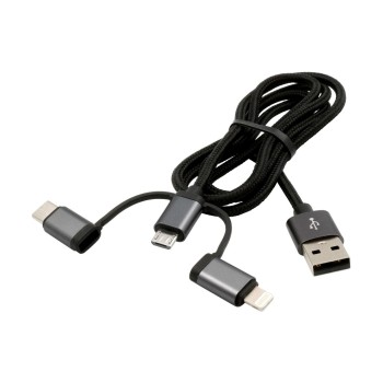 EXSYS EX-K1403-2, USB 3-in1 Ladecable, 1m, USB-A for USB-C/Micro-USB/Lightning