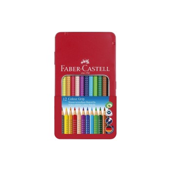 FABER-CASTELL Buntstifte COLOUR GRIP 2001, 12er Metalletui, dreieckig, couleur lackiert