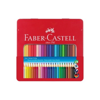 FABER-CASTELL Buntstifte COLOUR GRIP 2001, 24er Metalletui, dreieckig, couleur lackiert