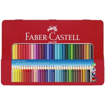 FABER-CASTELL Buntstifte COLOUR GRIP 2001, 36er Metalletui, dreieckig, couleur lackiert