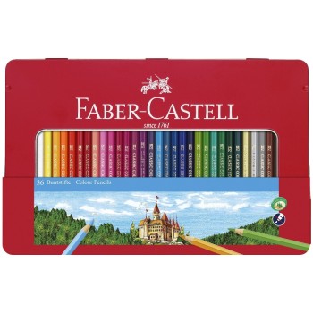 Faber-Castell Crayons de couleur Hexagonal 36 boîtier métallique Faber-Castell Crayons de couleur Hexagonal 36 boîtier métallique
