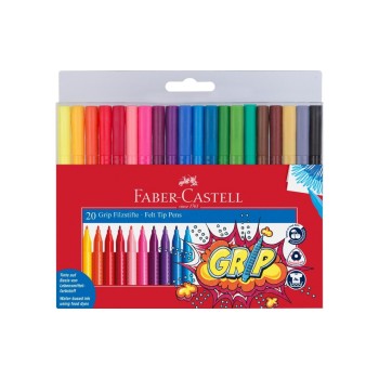 Faber-Castell Feutres de coloriage Grip Colour Marker Boîte en plastique de 20 pièces