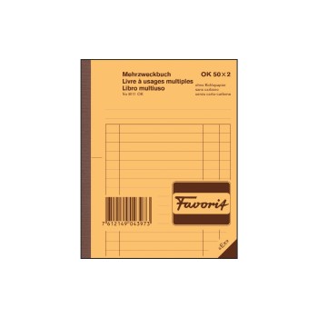 Favorit Mehrzweckbuch 50x2 Blatt, blau/weiss, D/F/I, 113x144mm Favorit Mehrzweckbuch 50x2 Blatt, blau/weiss, D/F/I, 113x144mm