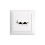 Feller EDIZIOdue Steckdose 2xRJ45, UP,blanc, geschirmt, set completavec Rahmen