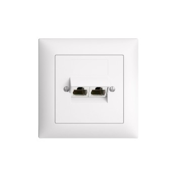 Feller EDIZIOdue Steckdose 2xRJ45, UP,weiss, ungeschirmt, complete setmit Rahmen Feller EDIZIOdue Steckdose 2xRJ45, UP,weiss, ungeschirmt, complete setmit Rahmen