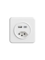 Feller STANDARDdue Prise de courant standard 1xUSB A,1xUSB C 3 A, 15 W Blanc