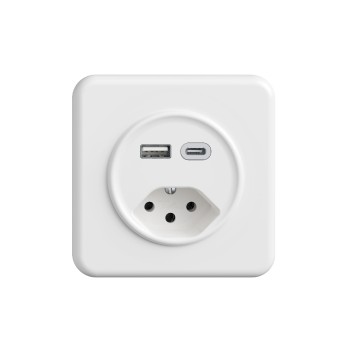 Feller STANDARdue Steckdose 1xUSB A,1xUSB C, white, 3A, 1xT13, UP Feller STANDARdue Steckdose 1xUSB A,1xUSB C, white, 3A, 1xT13, UP