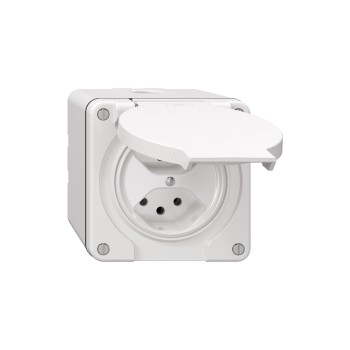 Feller NEVO Steckdose 2xT13 nass, white, with Steckklemmen, parallel, IPP55 Feller NEVO Steckdose 2xT13 nass, white, with Steckklemmen, parallel, IPP55