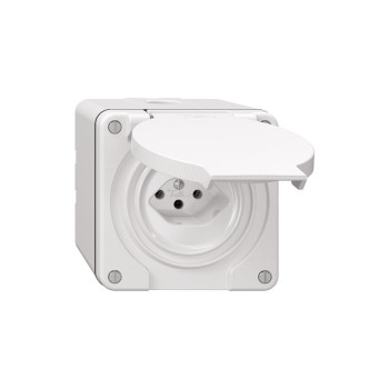 Feller NEVO Steckdose 1xT13 nass, NAP, white, with Steckklemmen, IP55 Feller NEVO Steckdose 1xT13 nass, NAP, white, with Steckklemmen, IP55