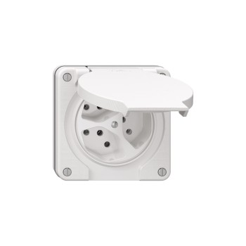 Feller NEVO Steckdose 3xT13 nass, NUP, white, with Steckklemmen, parallel, IPP55 Feller NEVO Steckdose 3xT13 nass, NUP, white, with Steckklemmen, parallel, IPP55