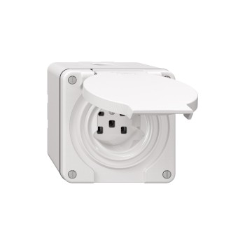 Feller NEVO Steckdose 1xT25 NAP, Nass, white, with Steckklemmen, IP55 Feller NEVO Steckdose 1xT25 NAP, Nass, white, with Steckklemmen, IP55