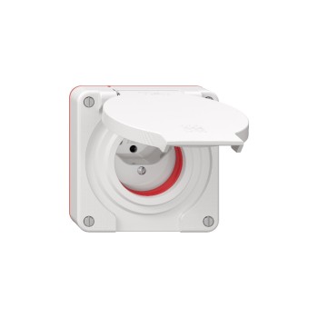 Feller NEVO UP-Steckdose 1xT13 IP55, white, with roter Dichtung Feller NEVO UP-Steckdose 1xT13 IP55, white, with roter Dichtung