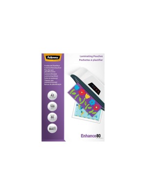 Fellowes pochettes pour plastification A3, 80 microns, 100 pièces, mat Fellowes pochettes pour plastification A3, 80 microns, 100 pièces, mat