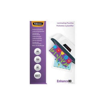 Fellowes Film laminé A4, 80 µm, 100 pièces, mat Fellowes Film laminé A4, 80 µm, 100 pièces, mat