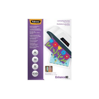 Fellowes Pochettes à plastifier A4, 80 microns, brillant, 100 pièces 216x303mm Fellowes Pochettes à plastifier A4, 80 microns, brillant, 100 pièces 216x303mm
