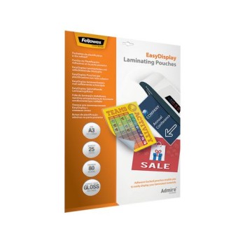 Fellowes Film laminé EasyDisplay 80 microns, 25 pièces Fellowes Film laminé EasyDisplay 80 microns, 25 pièces