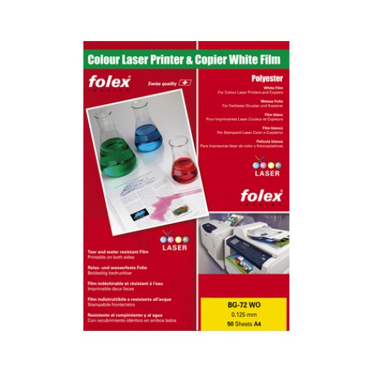 Laserfolie Color-Laser, BG-72 WO, Folex, A4, .125 mm, 50 Blatt