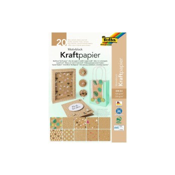 Folia Kraftpapier Motivblock I, A4, 20 Blatt, 120/230g, sortiert