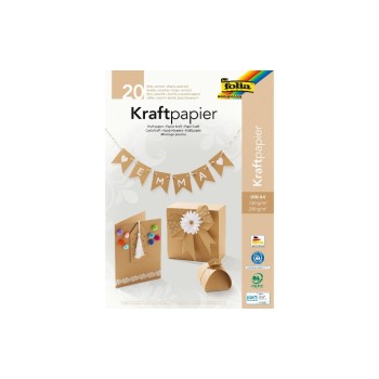 Folia Kraftpapier A4 Uni, A4, 20 Blatt, 120/230g, sortiert