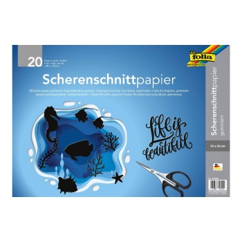 Folia Scherenschnittpapier gummiert, 35x50cm, 20 Bogen, black 