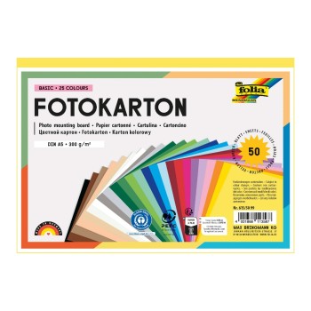 Folia Fotokarton 615/50 99, DIN A5 300 g/m2 25 Farben sortiert 50 Blatt Folia Fotokarton 615/50 99, DIN A5 300 g/m2 25 Farben sortiert 50 Blatt