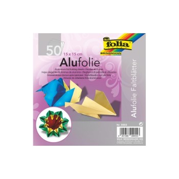 Folia Alu-Faltblätter, 15 x 15 cm 90 g/m2 Farbig sortiert Folia Alu-Faltblätter, 15 x 15 cm 90 g/m2 Farbig sortiert