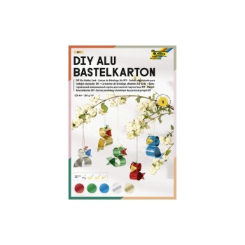 Folia DIY Alu Bastelkarton Mix 300g/m², A4, 5 Blatt, farbig sortiert Folia DIY Alu Bastelkarton Mix 300g/m², A4, 5 Blatt, farbig sortiert