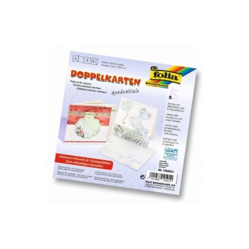 Folia Doppelkarten quadratisch 220 g/m2, 5 Stück, 13.5 x 13.5 cm, perlweiss Folia Doppelkarten quadratisch 220 g/m2, 5 Stück, 13.5 x 13.5 cm, perlweiss