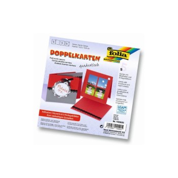 Folia Doppelkarten quadratisch 220 g/m2, 5 Stück, 13.5 x 13.5 cm, hochrot Folia Doppelkarten quadratisch 220 g/m2, 5 Stück, 13.5 x 13.5 cm, hochrot