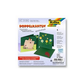 Folia Doppelkarten quadratisch 220 g/m2, 5 Stück, 13.5 x 13.5 cm, tannengrün