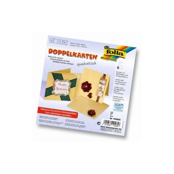 Folia Doppelkarten quadratisch 220 g/m2, 5 Stück, 13.5 x 13.5 cm, gold Folia Doppelkarten quadratisch 220 g/m2, 5 Stück, 13.5 x 13.5 cm, gold