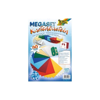 Folia Megaset Kartenbasteln, 40 Tonkartons A4 et Couverts A6, 10 Farben