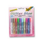 Folia Glitter Glue 10er, Set mit 10 Klebestifte à 9.5ml