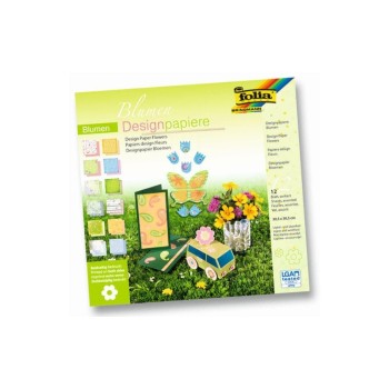 Folia Designpapier Block Blumen, 12 Blatt à 190g/m2, 30.5x30.5cm Folia Designpapier Block Blumen, 12 Blatt à 190g/m2, 30.5x30.5cm