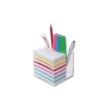 Folia Zettelbox with Stiftehalter, Transparent, Papier: farbig sortiert Folia Zettelbox with Stiftehalter, Transparent, Papier: farbig sortiert