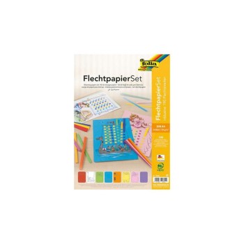 Folia Flechtpapier-Set A4 120 g/m2, 24 Flechtmotive, 300 Flechtstreifen