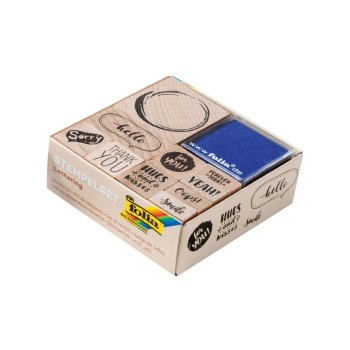 Folia Kits de tampons à motifs Lettering Inscription, Bleu/Noir Folia Kits de tampons à motifs Lettering Inscription, Bleu/Noir