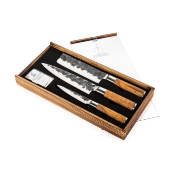 Forged 3tlg Olive Messerset, Japanstahl 440C, 58 HRC Forged 3tlg Olive Messerset, Japanstahl 440C, 58 HRC