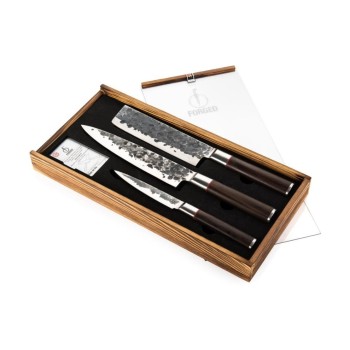 Forged 3tlg. Sebra Messerset, Japanstahl 440C, 58 HRC
