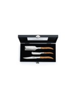 Forged Couteau de cuisine Set de 3 pièces pour charcuterie en bois dolivier Multicolore