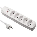 FURBER.power Steckerleiste 5xT13, weiss, mit Schalter, 1.5m Kabel H05VV-F 3G1