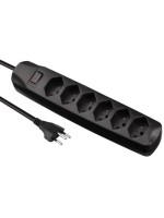 FURBER.power Steckerleiste 6xT13, schwarz, mit Schalter, 1.5m Kabel H05VV-F 3G1