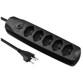 FURBER.power Multi-socket 5xT13, black, without switch, 1.5m cord, H05VV-F 3G1 FURBER.power Multi-socket 5xT13, black, without switch, 1.5m cord, H05VV-F 3G1