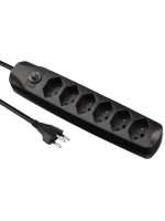 FURBER.power Steckerleiste 6xT13, black, ohne Schalter, 1.5m cable H05VV-F 3G1