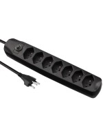 FURBER.power Steckerleiste 7xT13, schwarz, ohne Schalter, 1.5m Kabel H05VV-F 3G1