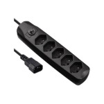 FURBER.power USV-Steckerleiste 5x T13, black , C14 Stecker, ohne Schalter, 2m