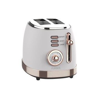 FURBER Retro Toaster white, 2 Schlitz, 850W, white/Rosegold FURBER Retro Toaster white, 2 Schlitz, 850W, white/Rosegold