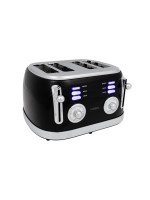 FURBER Retro Toaster 4 Schlitz black , 4 Schlitz, 1500W, black /silver