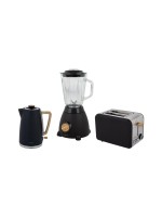 FURBER Set Wasserk-Toaster-Standmix S/H, Schwarz/Holz Set: F01091+F01092+F01093